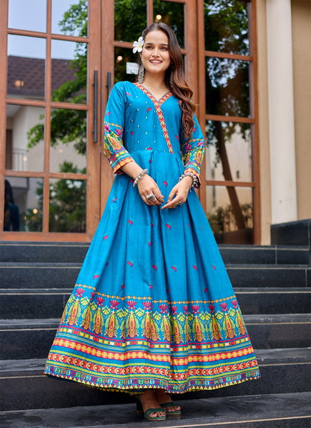 Morpich Colour Rayon Print Gown Collection Online Wholesale Aaradhna 2032